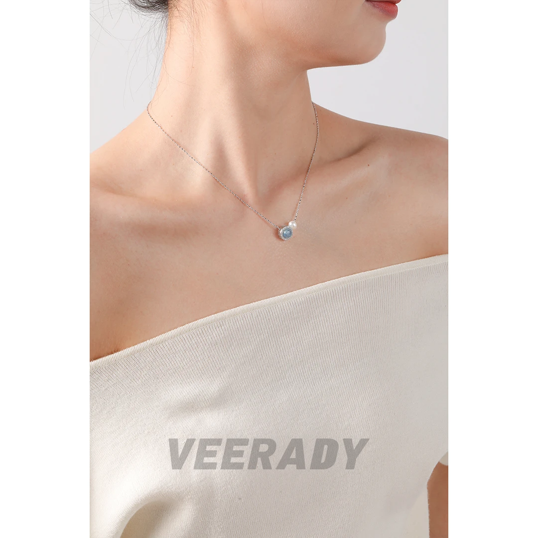 坠链均925银  薇拉蒂925纯银蓝色项链女吊坠精致小众锁骨链颈链