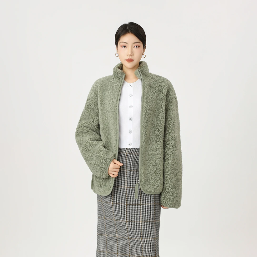 GIRDEAR/哥弟秋冬新款立领休闲潮酷羊羔毛高领宽松保暖外套140043