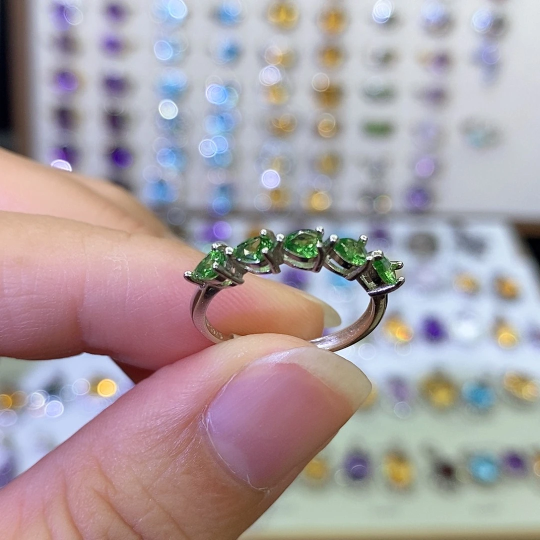 石榴石（沙弗莱）戒指银S925镶嵌一物一证