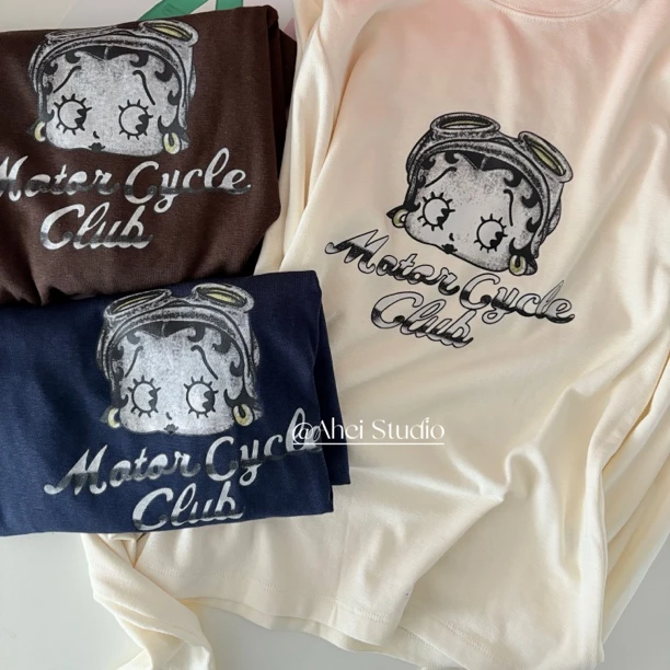 ahei·贝蒂长袖圆领T恤弹力舒服百搭