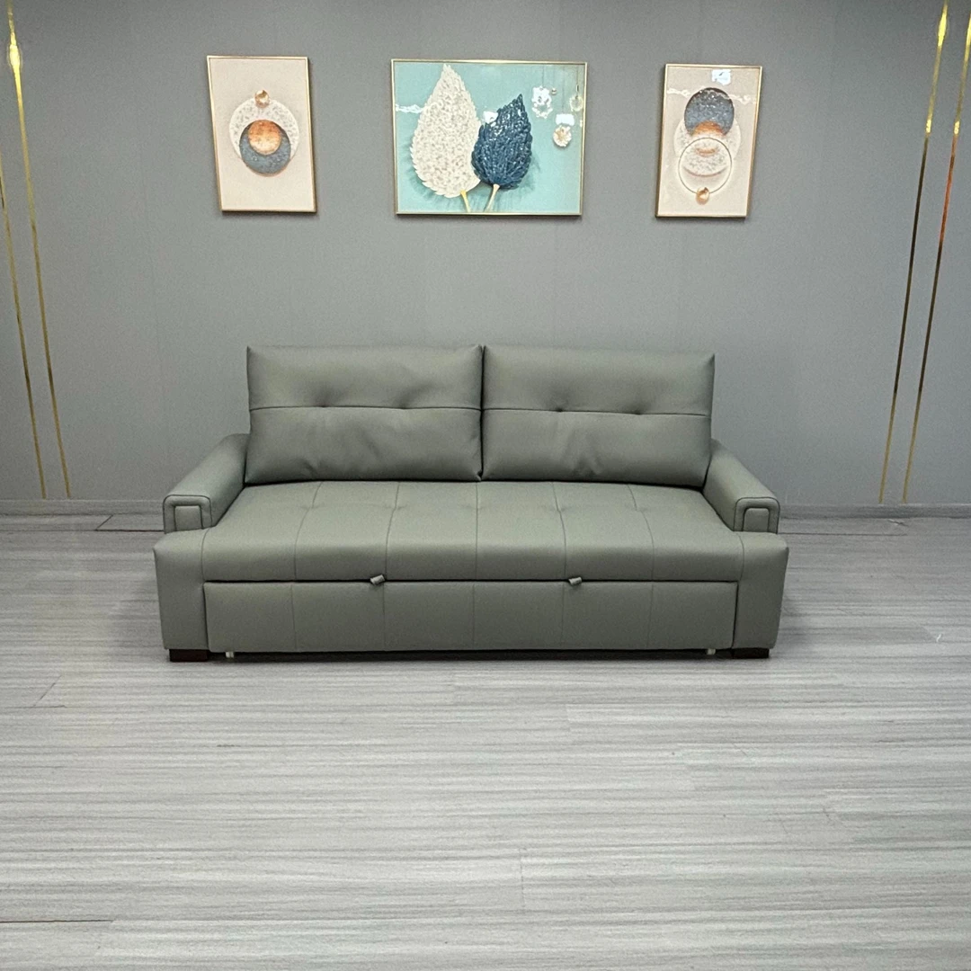 真皮功能沙发床办公室小户型免洗客厅俩用皮艺三人位办公室沙发