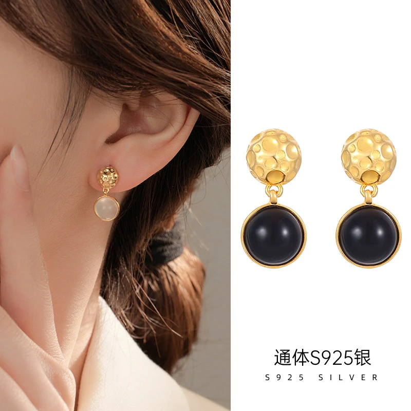 925银耳饰 设计感气质熔岩吊坠耳钉耳环女防过敏养耳洞百搭饰品