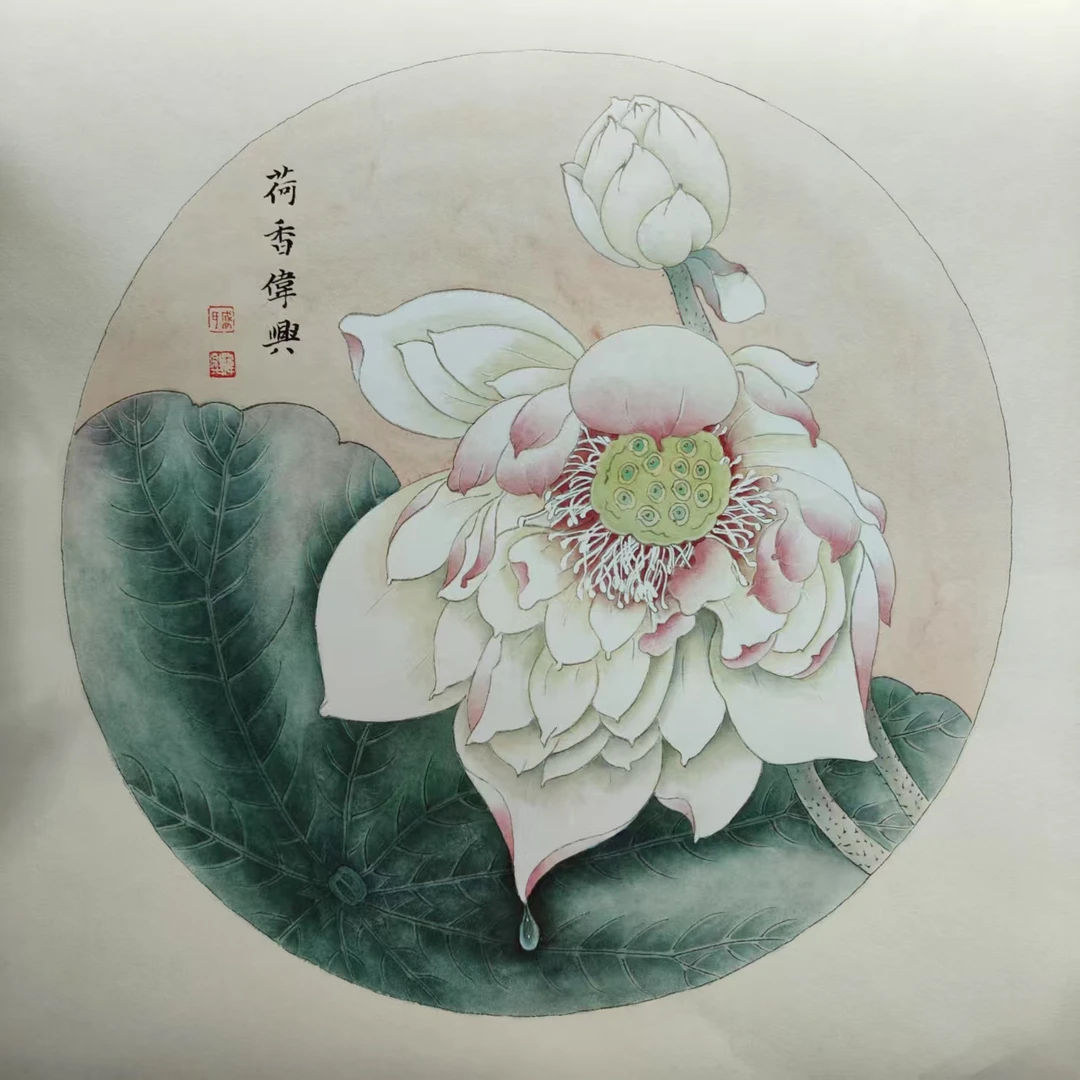 【画芯J012M】50*50荷荷美美客厅茶室餐厅家居装饰挂画