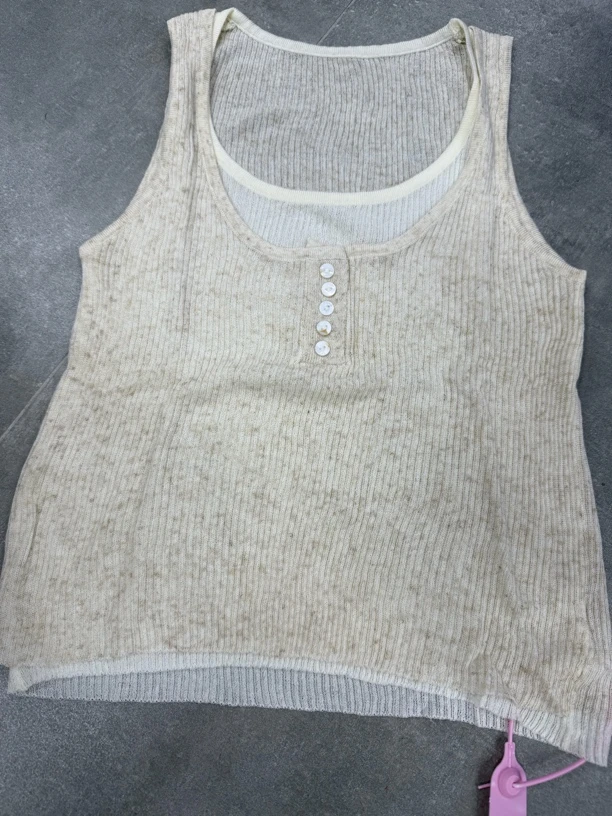 夏季假两件针织背心女夏吊带宽松无袖上衣