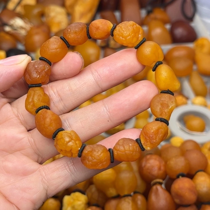 琥珀未镶嵌裸石天然蜜蜡手串