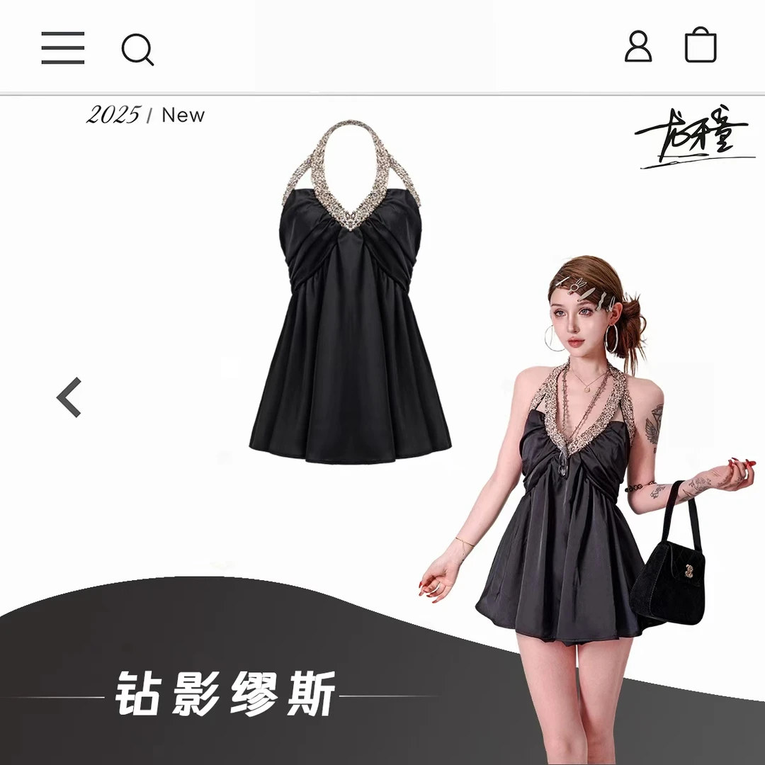 （清）龙牙童推荐【钻影缪斯】显瘦夏季女士连衣裙性感纯欲露背裙子