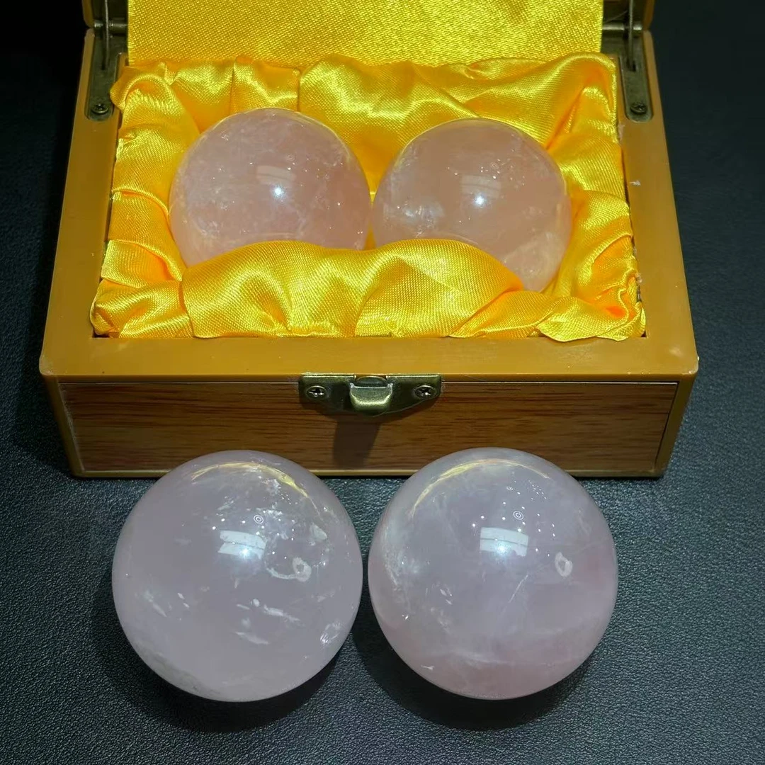 面面来财珠宝C11032-冰花芙蓉晶手把球一对-配木盒多样性只发一对