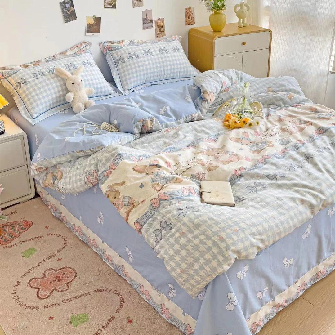 小玲子 安妮兔 全棉纯棉三件套四件套印花工艺款 可爱风