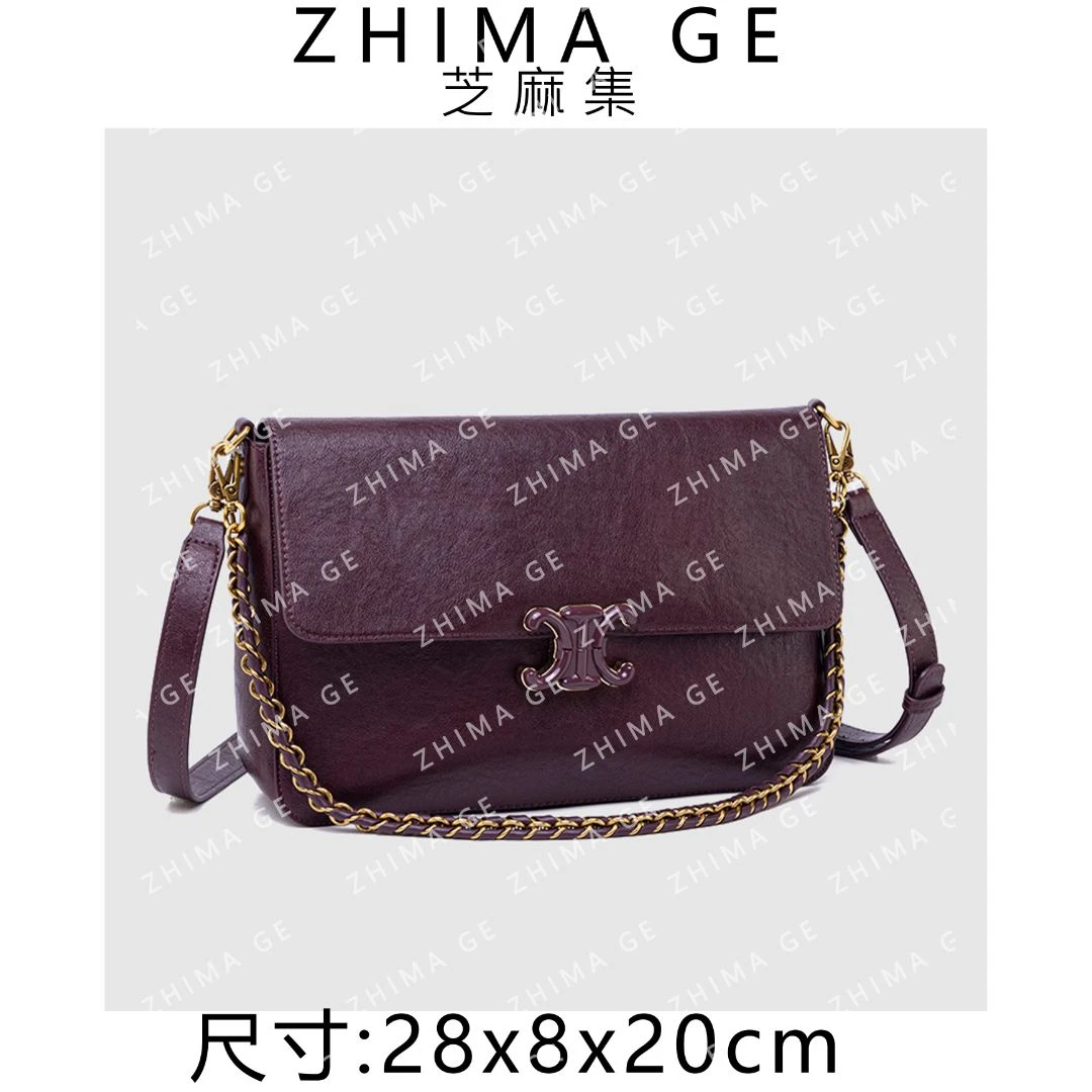 【芝麻集】QYX-98076-勃艮第红RAIN.CUN百搭简约时尚休闲潮流女包