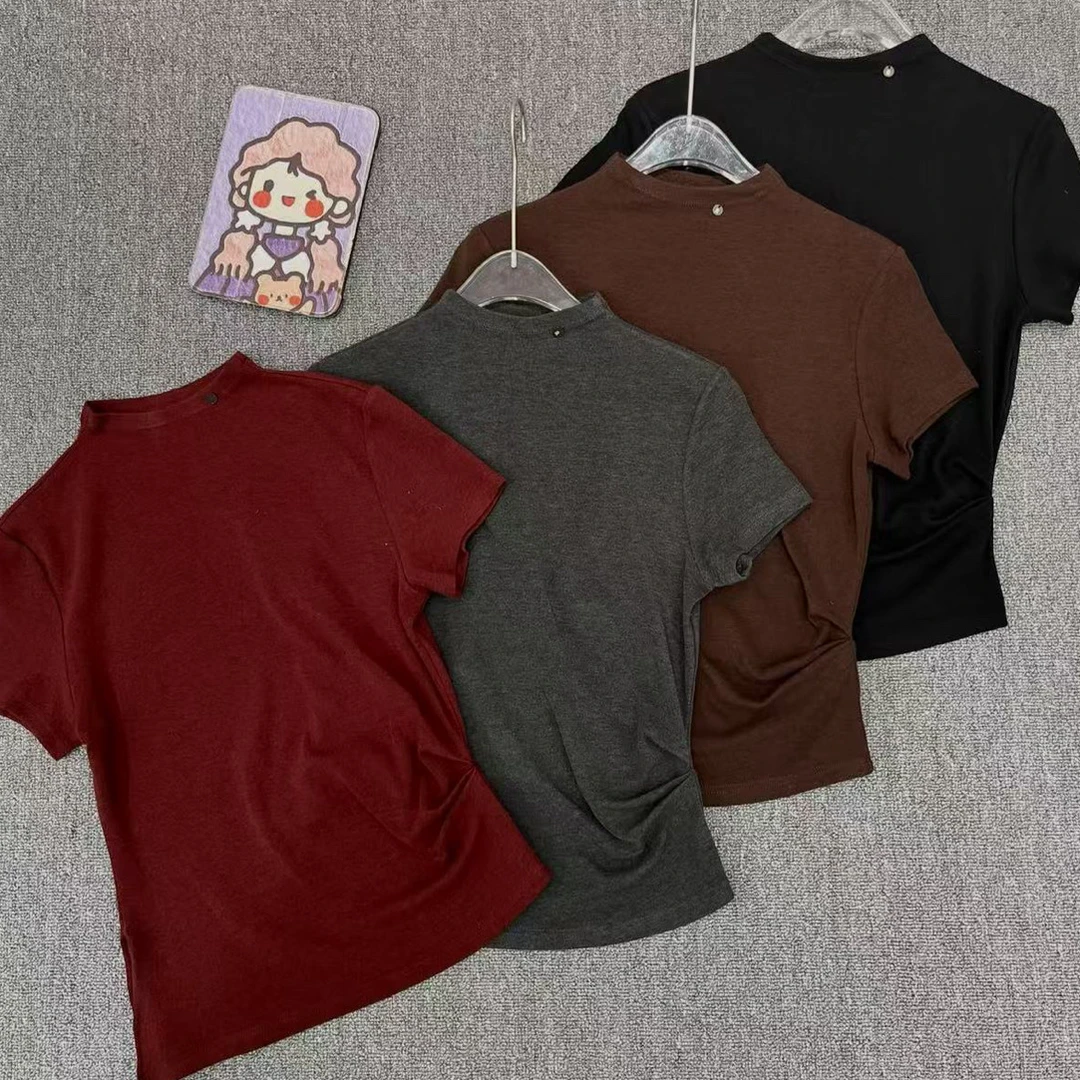 256131半高领短袖修身短袖打底