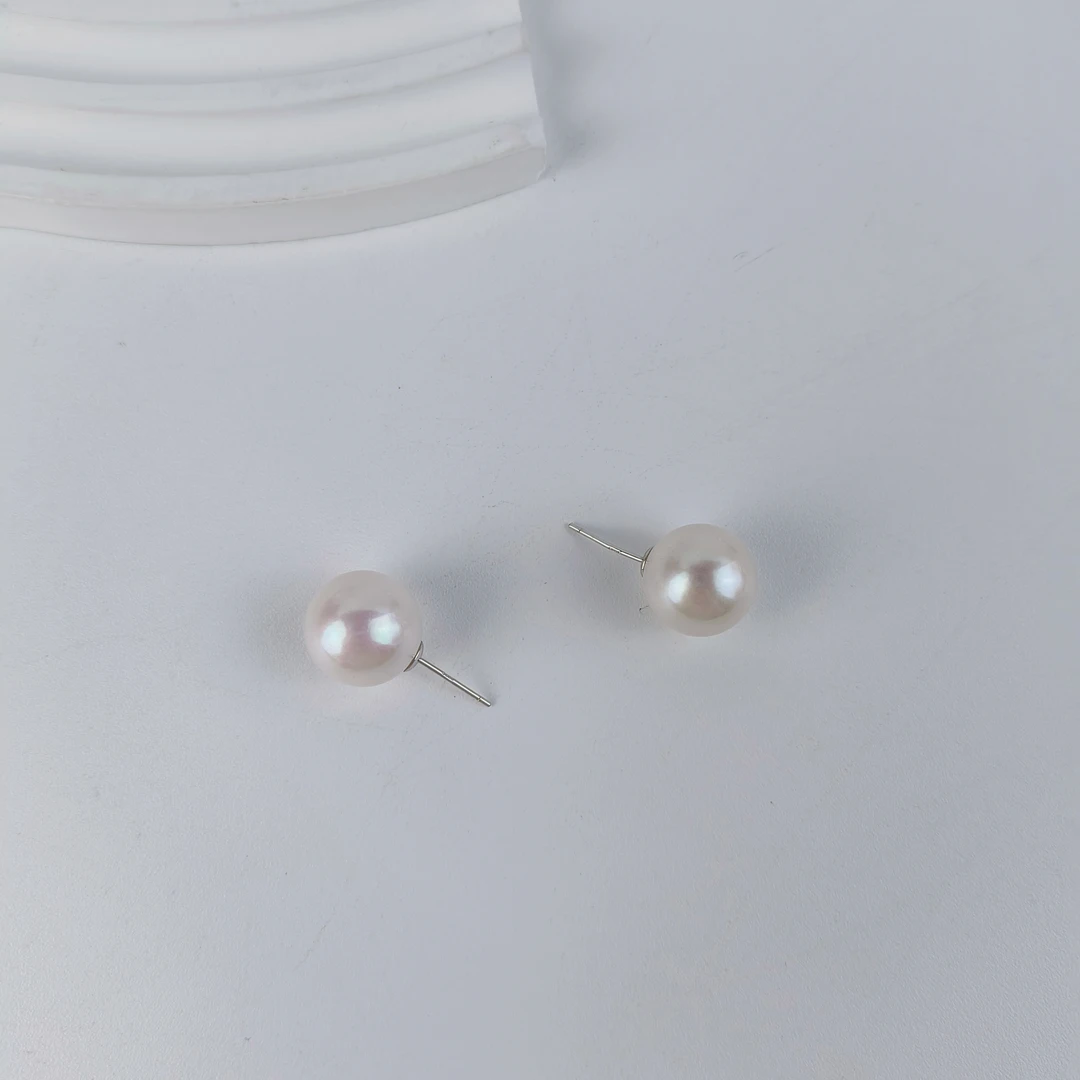 【七七珍珠】淡水大点位龙珠正圆微瑕珍珠耳钉12-13mm s925银