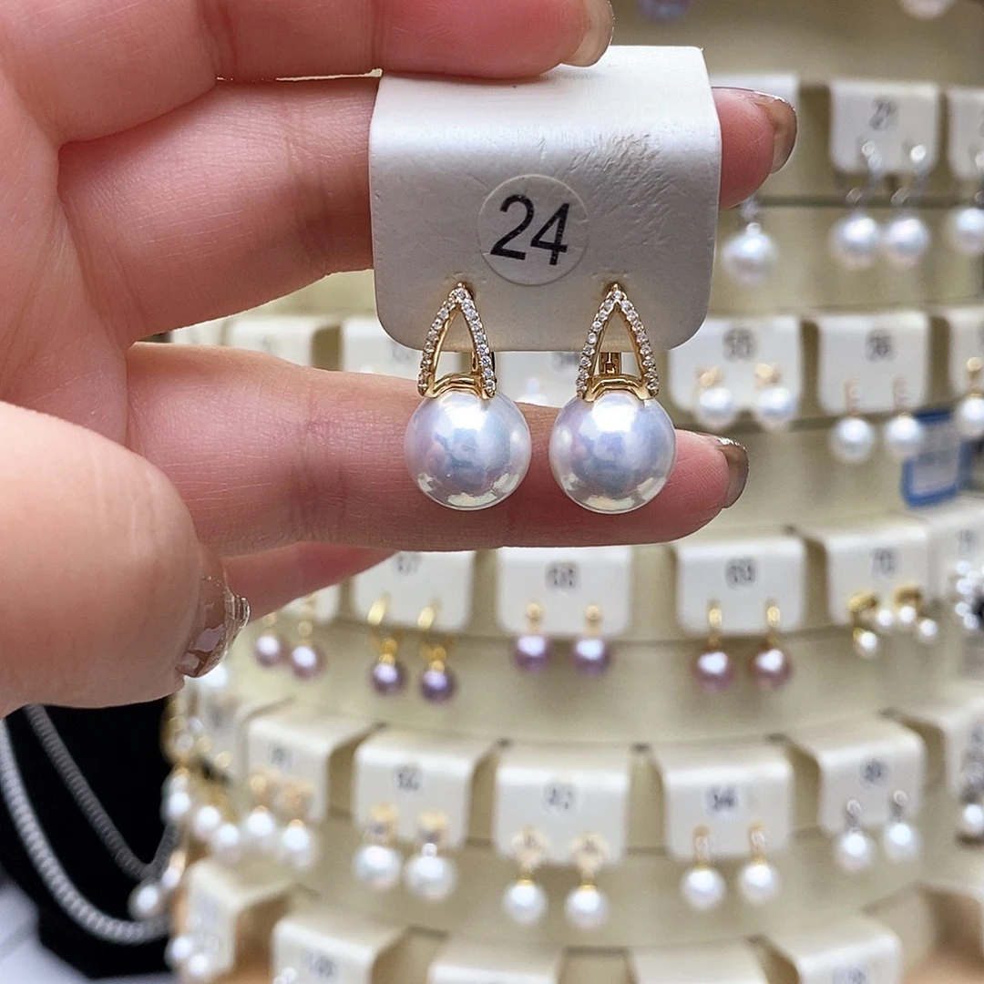 淡水珍珠耳饰银S925镶嵌