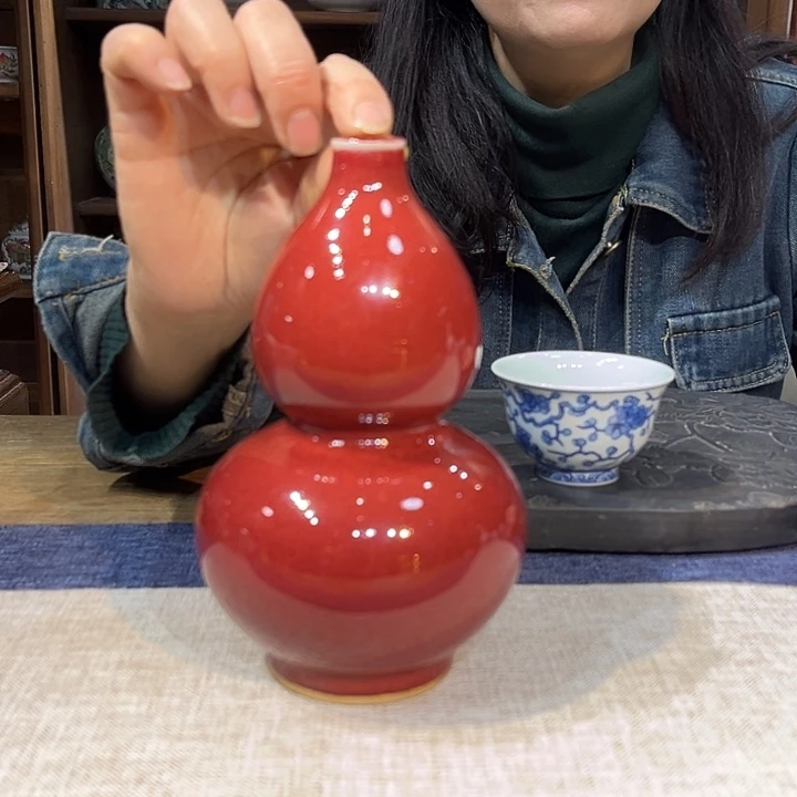 瓶陶霁红秞葫芦瓶