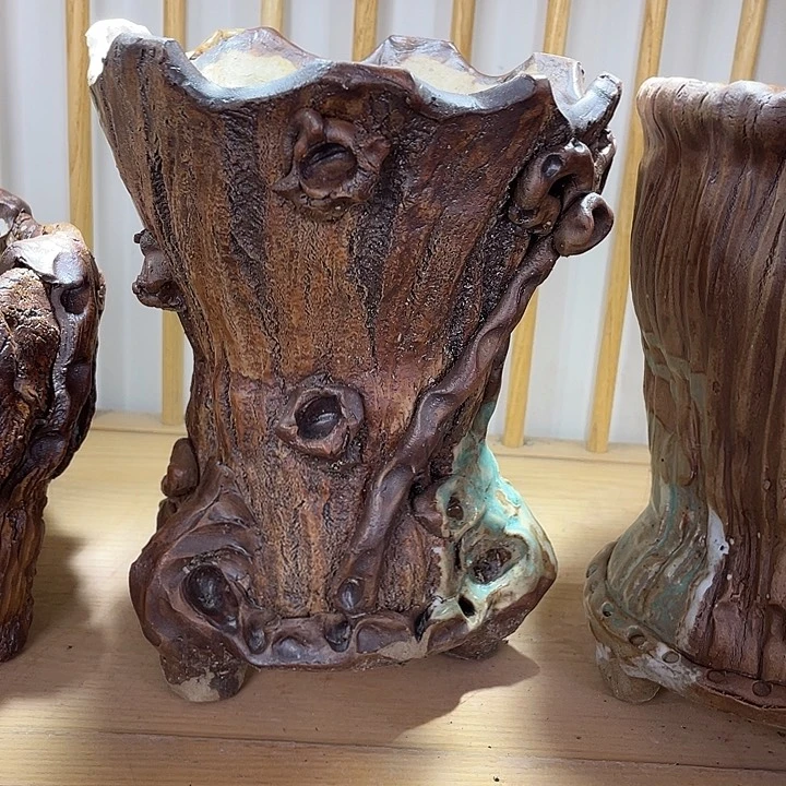 紫砂花盆景德镇陶瓷 大树桩