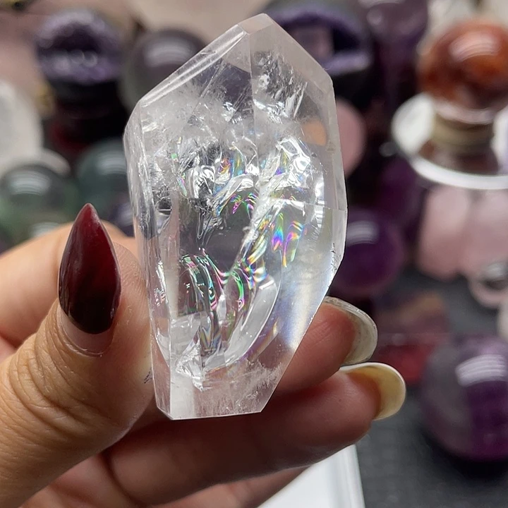 珠宝半成品未镶嵌水晶15爆彩白水晶随行长4.8宽2.9