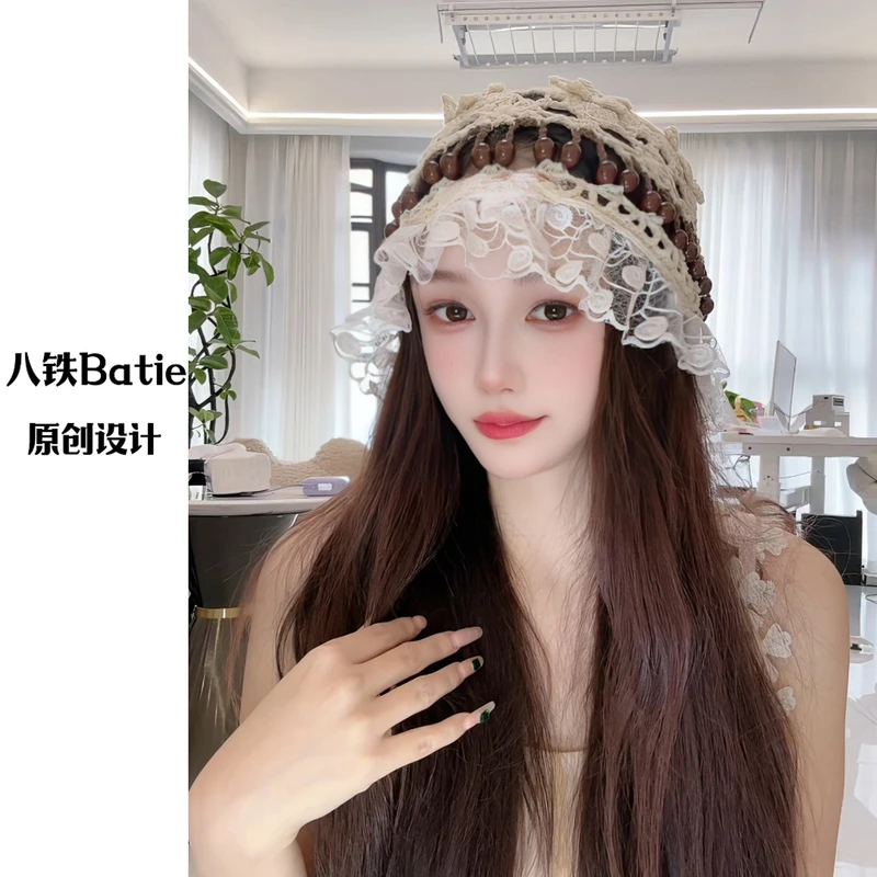 【茉缇】蕾丝针织毛线帽打卡拍照小神器