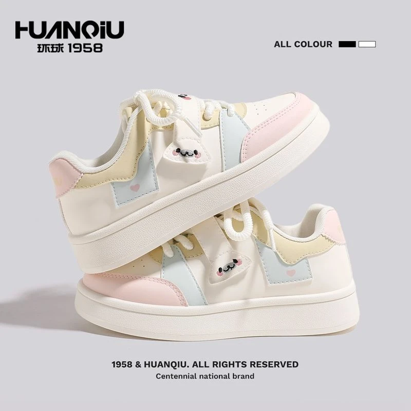 环球魔术贴2025新款爆款小白鞋可爱少女心厚底板鞋女潮运动休闲鞋