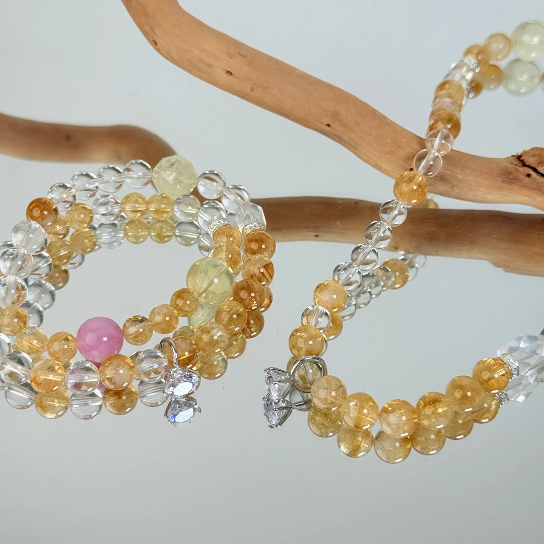 【黄胶锦鲤】胶花白水黄水7-12mm双圈手串面小仙多样性发其一