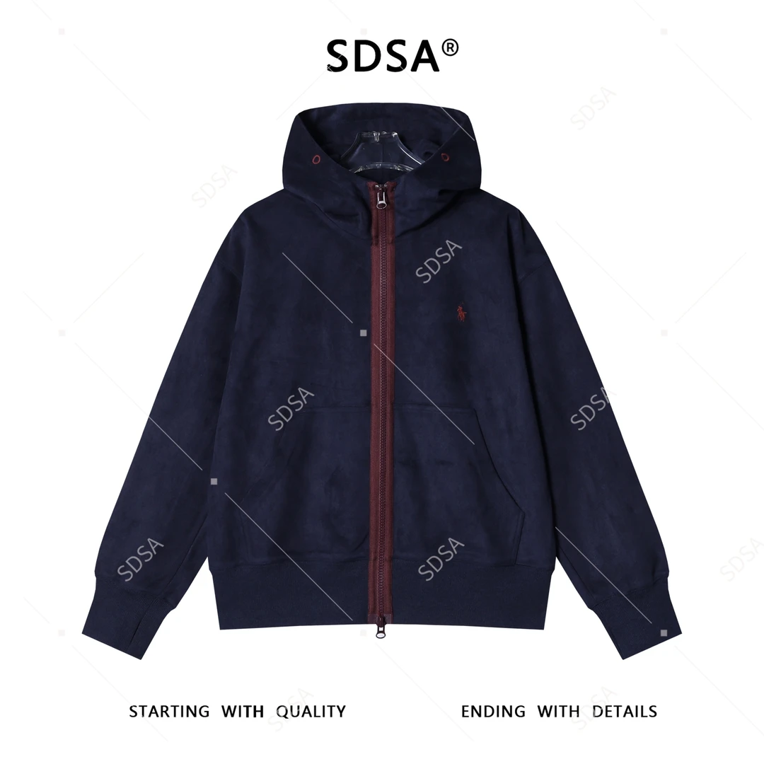 SDSA秋冬新款痞帅男装韩版撞色刺绣标拉链立领连帽卫衣百搭宽松