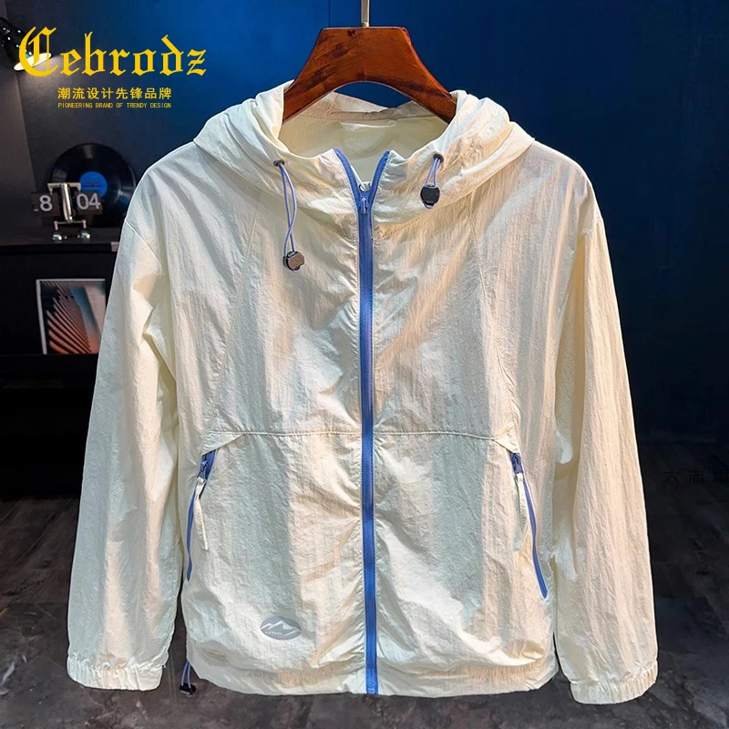 法国Cebrodz夏季新款男士连帽户外防晒衣百搭时尚口袋防晒服外套