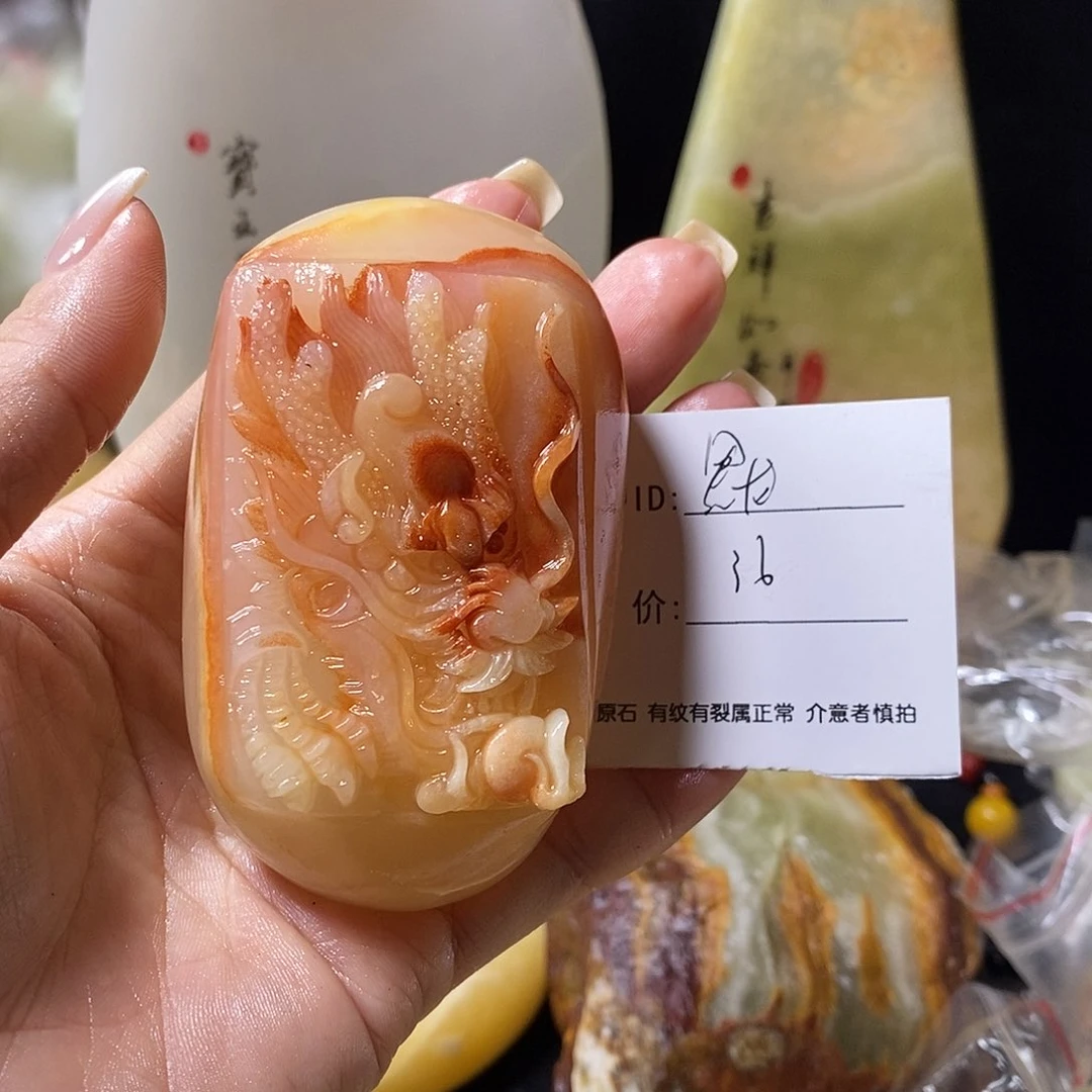 石材黑**云古青石手把件