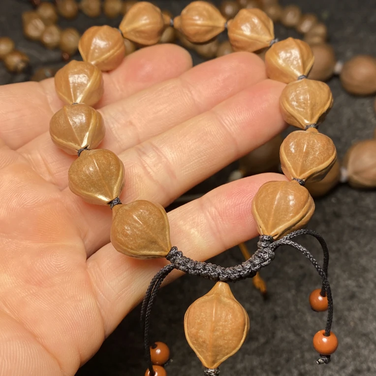 小尺寸铁核原皮正圆橄榄核素串小文玩14原皮手串短圆手持