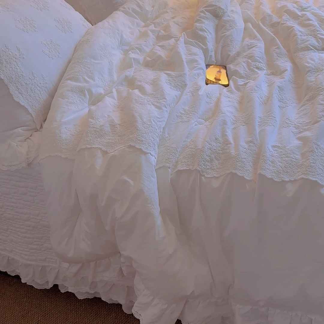 棉白色卡尔斯春秋被床盖四件套被子200.230床盖240×2