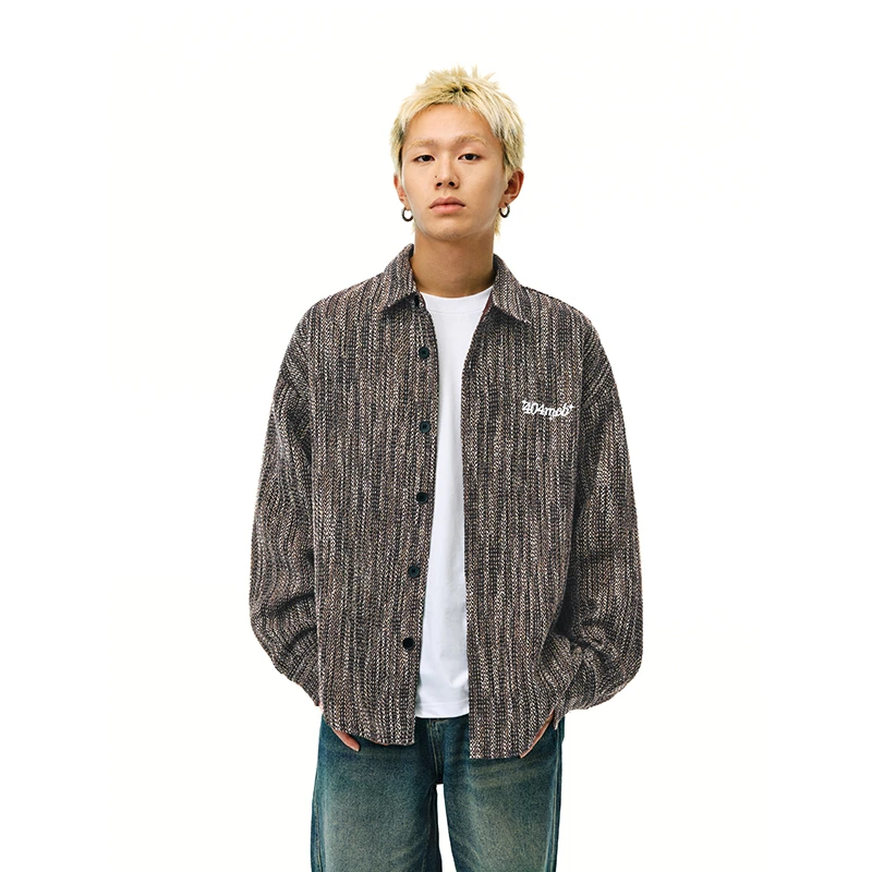 404MOB老钱风复古美式长袖衬衫外套男女小香风百搭高级设计感衬衣