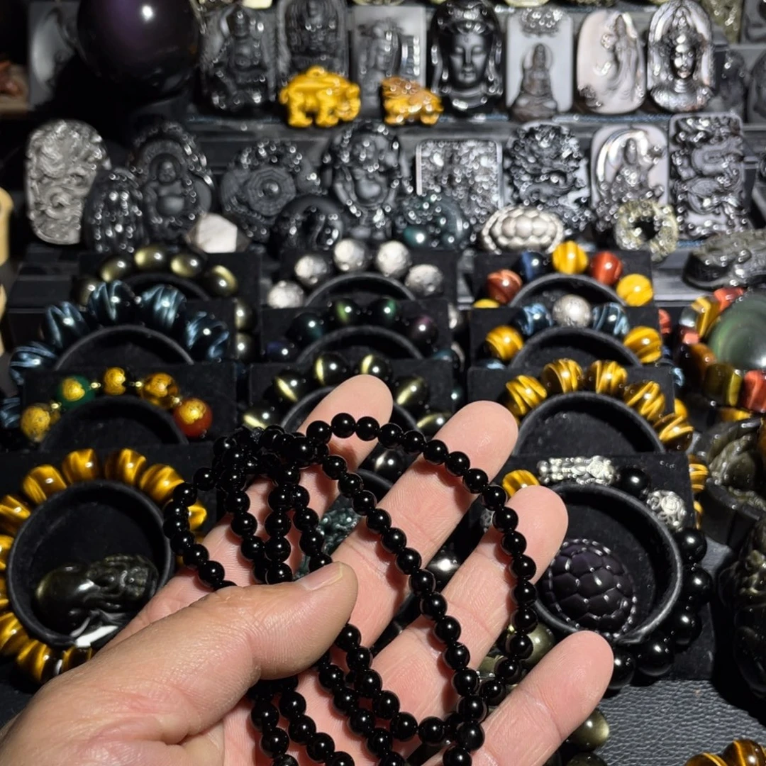 ****上黑曜岩未镶嵌手链