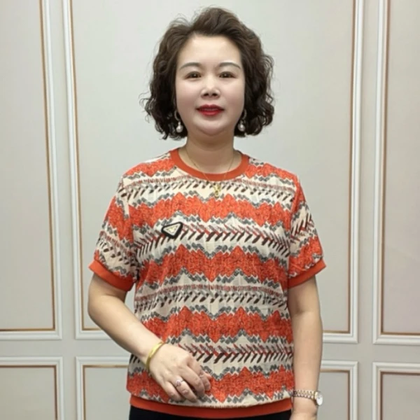 2025夏季时尚薄款短袖显瘦洋气休闲气质百搭减龄宽松女士妈妈装