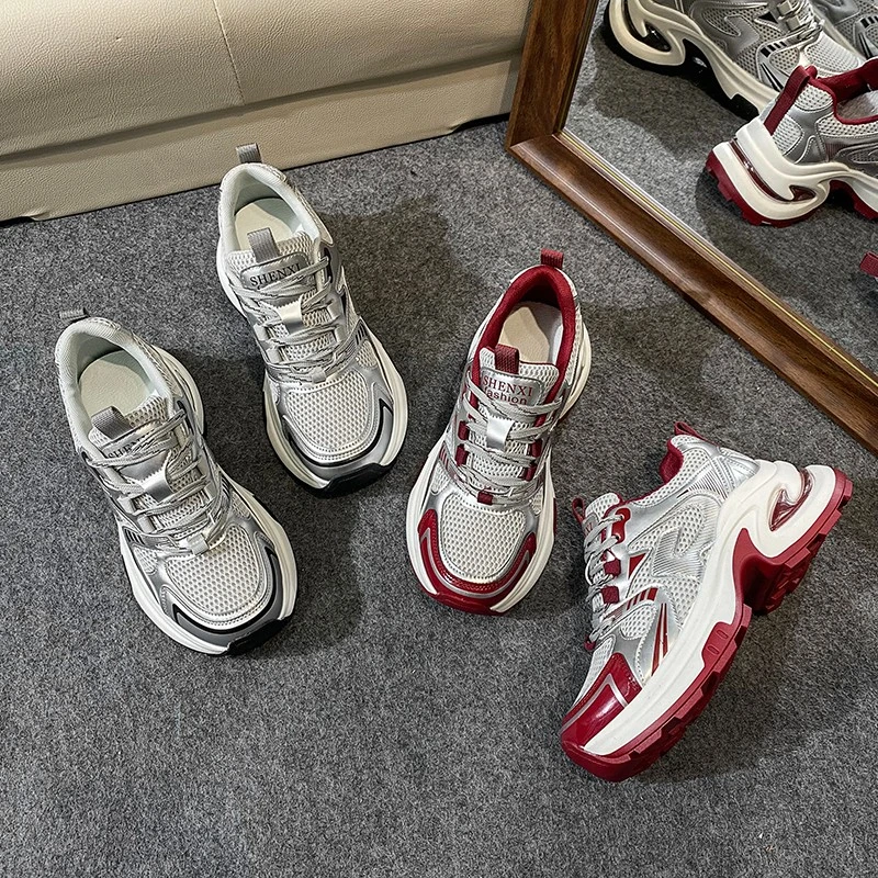 2025时尚软面老爹鞋网面潮流休闲鞋百搭简约舒适厚底透气运动鞋女