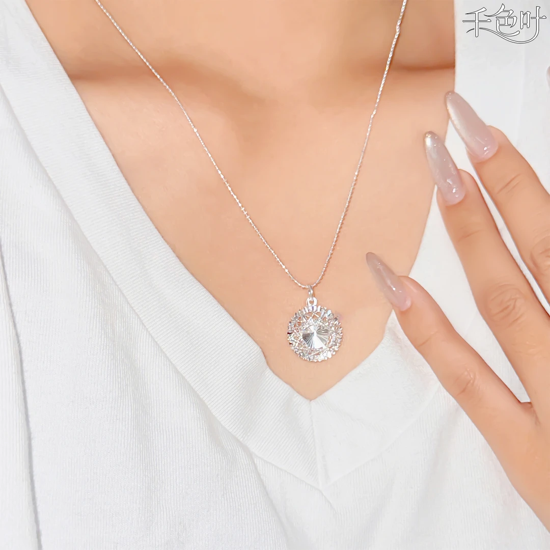 坠链均足银 足银999梦幻手工编织镂空吊坠闪珠链项链