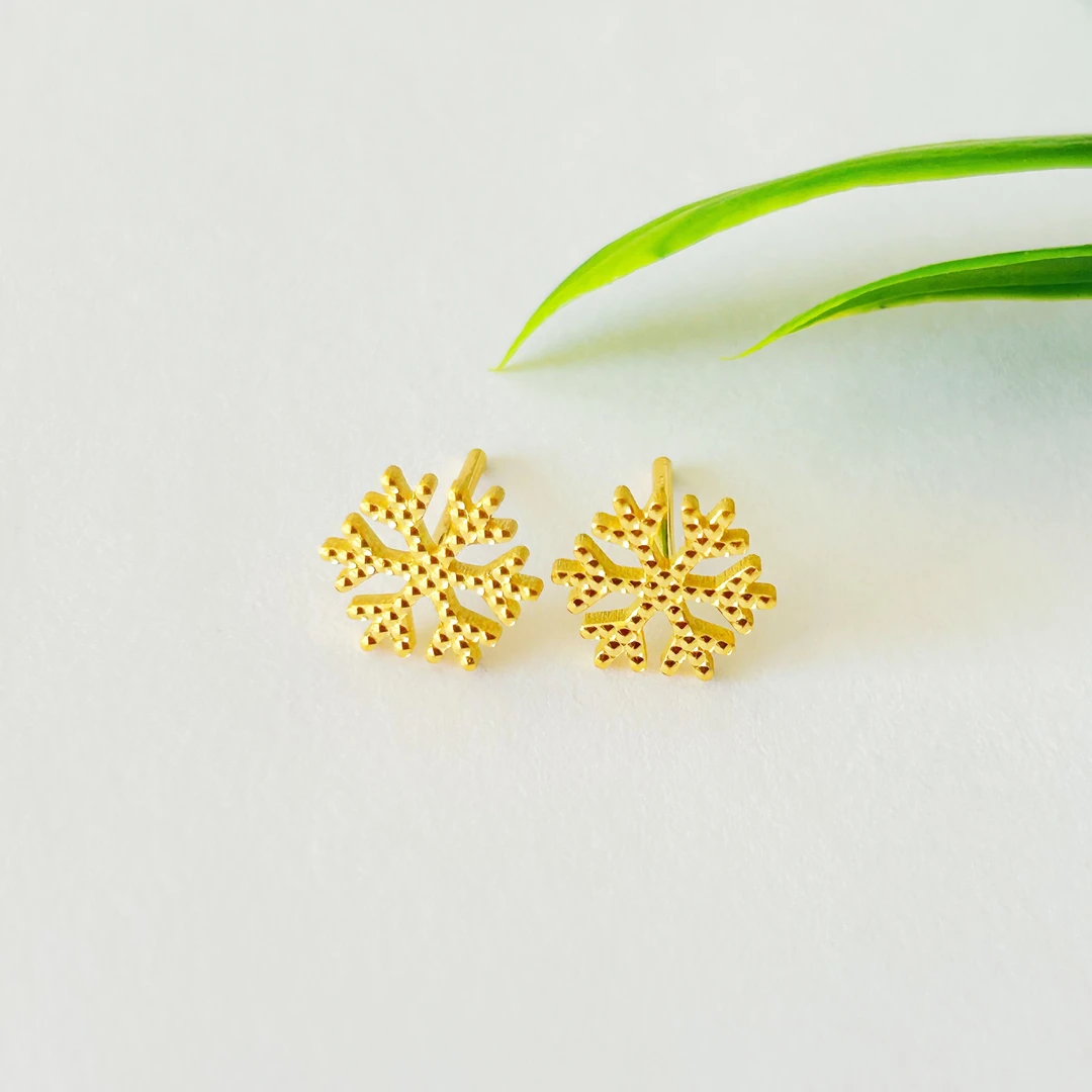 【富远黄金】足金精工雪花直针FYHR01010925