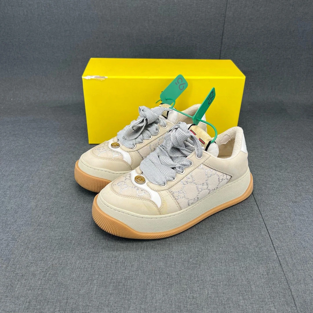 95新 GUCCI/古驰 gucci脏脏鞋 胖丁 米色 码数 37.5 原盒