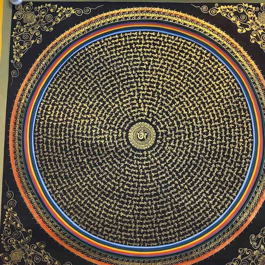 卷轴画?****?纯手绘六字真言唐卡70尺