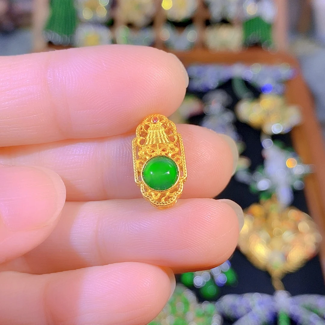 吊坠(不含链)银S925镶嵌翡翠