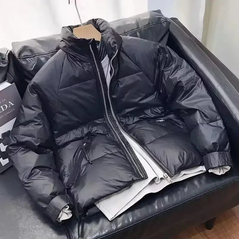 2025冬季新款立领羽绒服男短款外套男白鸭绒保暖时尚潮牌宽松纯色