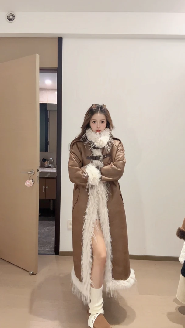 长款流苏冬季外套韩版大衣纯色女秋冬保暖