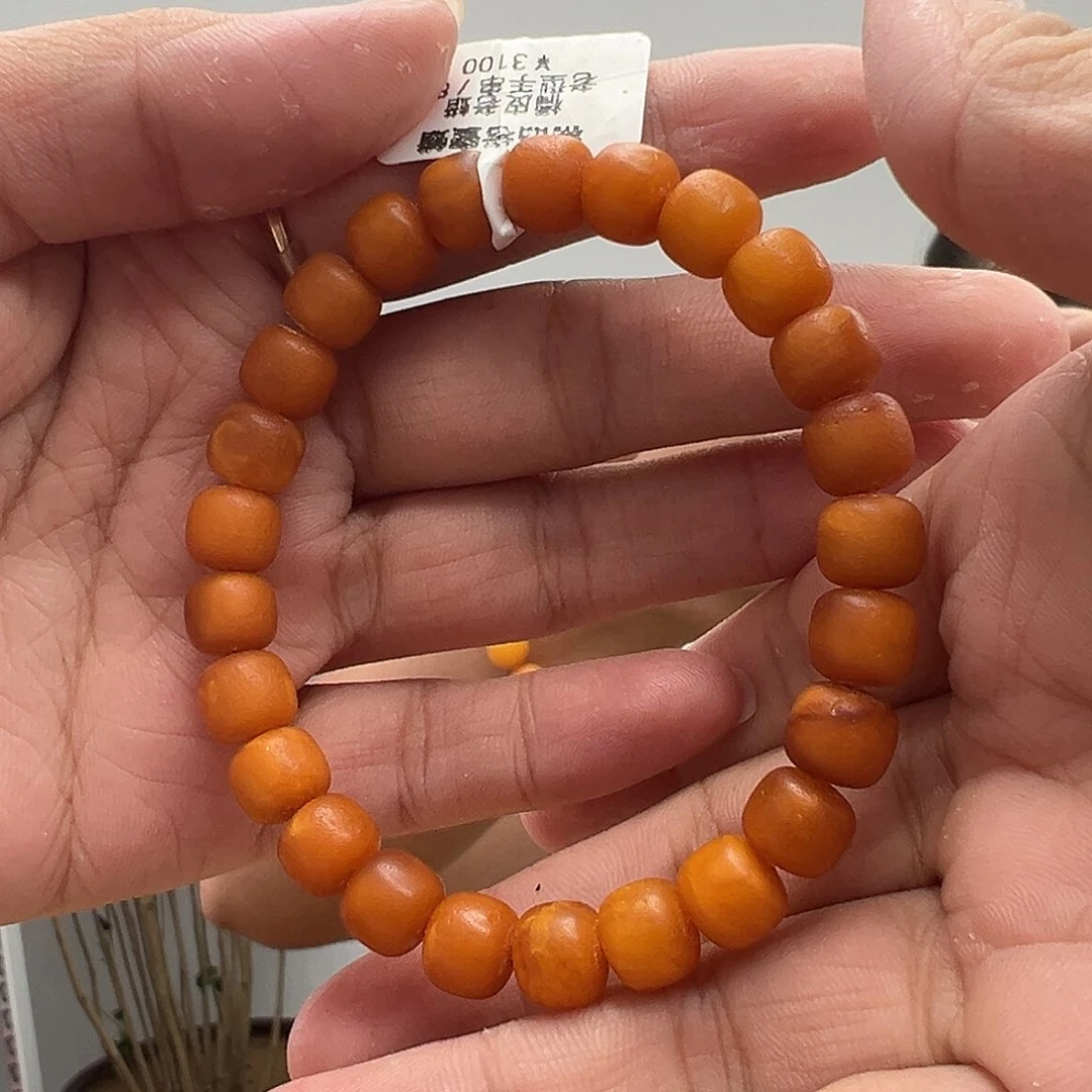 裸石琥珀未镶嵌橘皮手串8m m