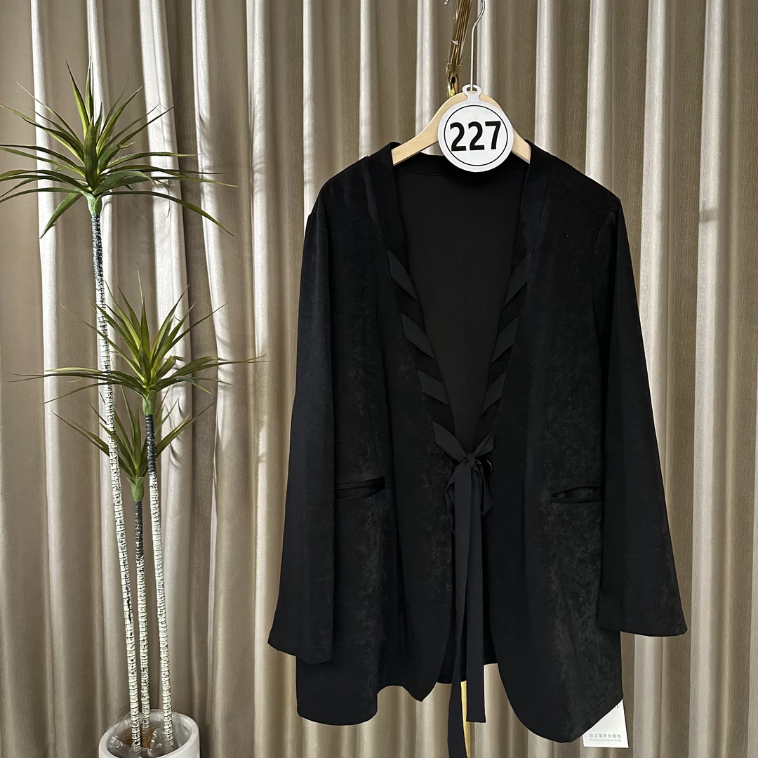 （227）常规款长袖法式复古黑色长袖西装潮流女士纯色上衣