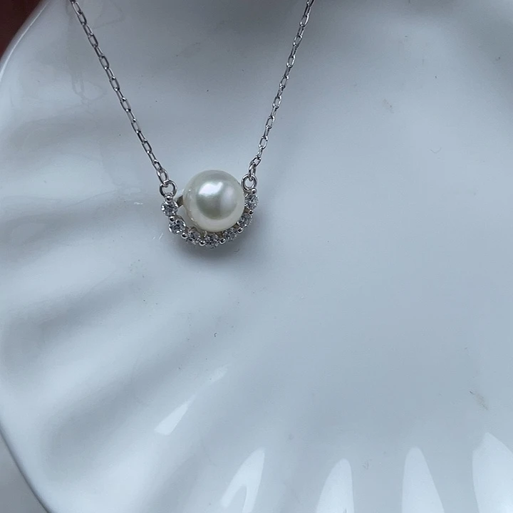 银S925镶嵌吊坠(不含链)海水珍珠
