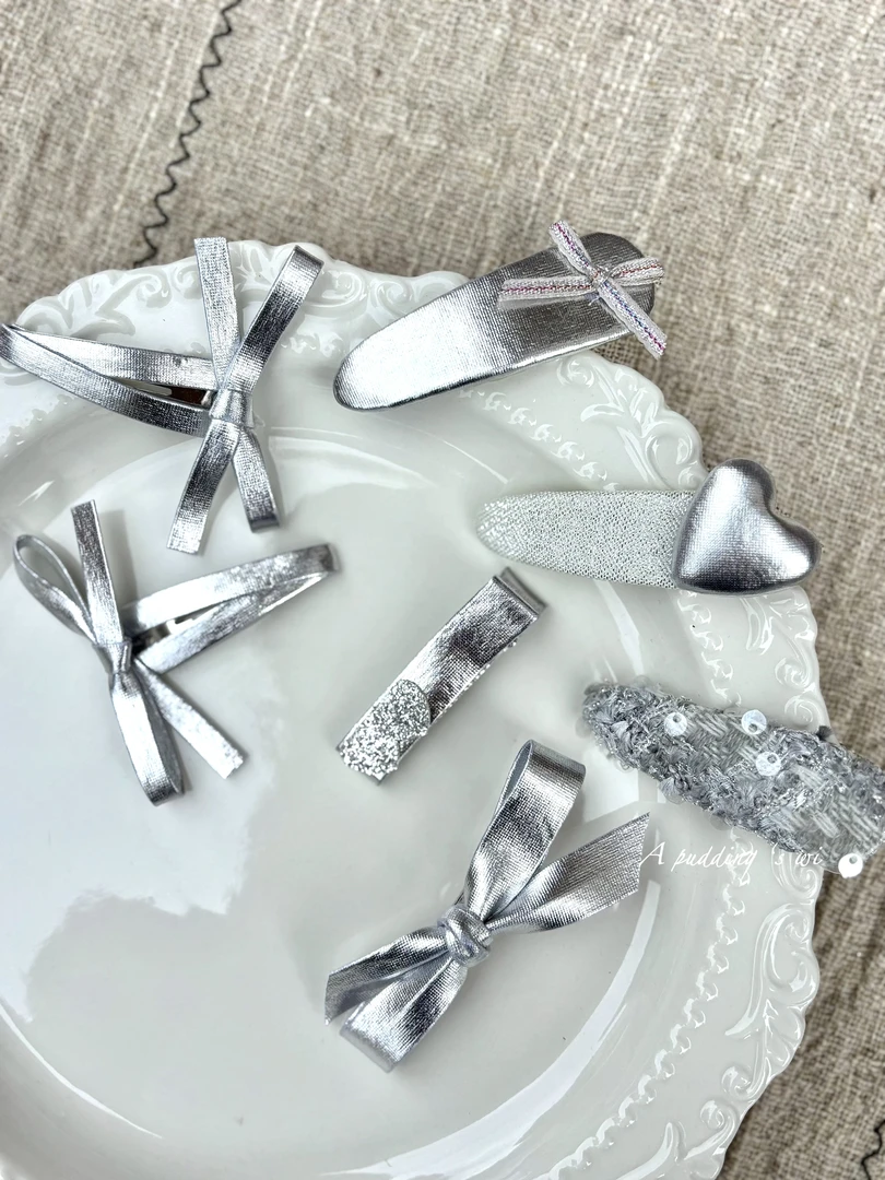 简约气质银系发夹儿童亮片星星侧边碎发刘海夹女孩百搭3卡装（7个）