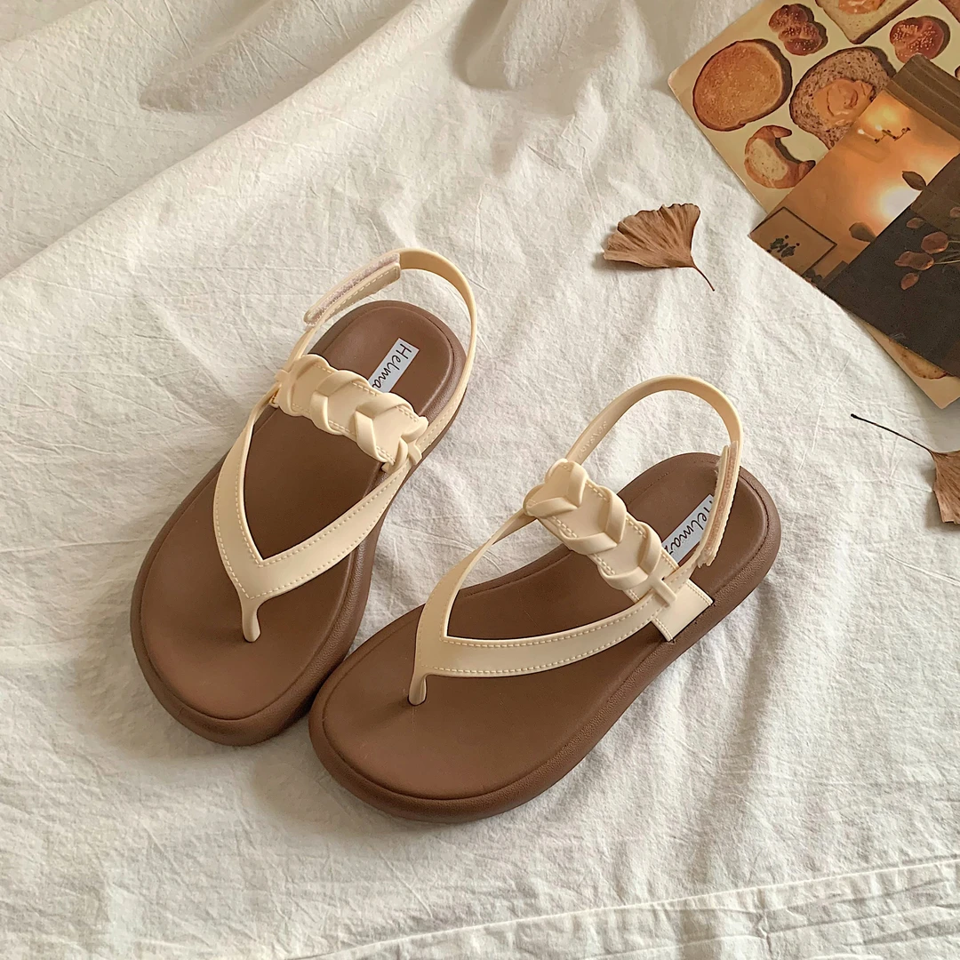 2025人字拖胶粘鞋女注压鞋学生软底厚底休闲复古仙女风ins沙滩