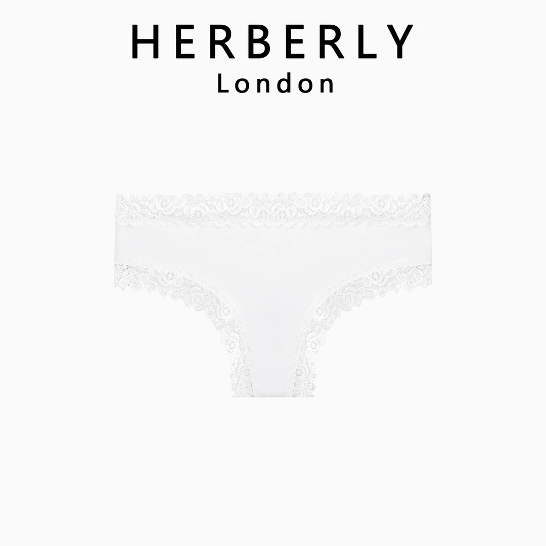 英国 HERBERLY 七夕好礼相送女友性感低腰蕾丝抗菌透气开叉三角裤