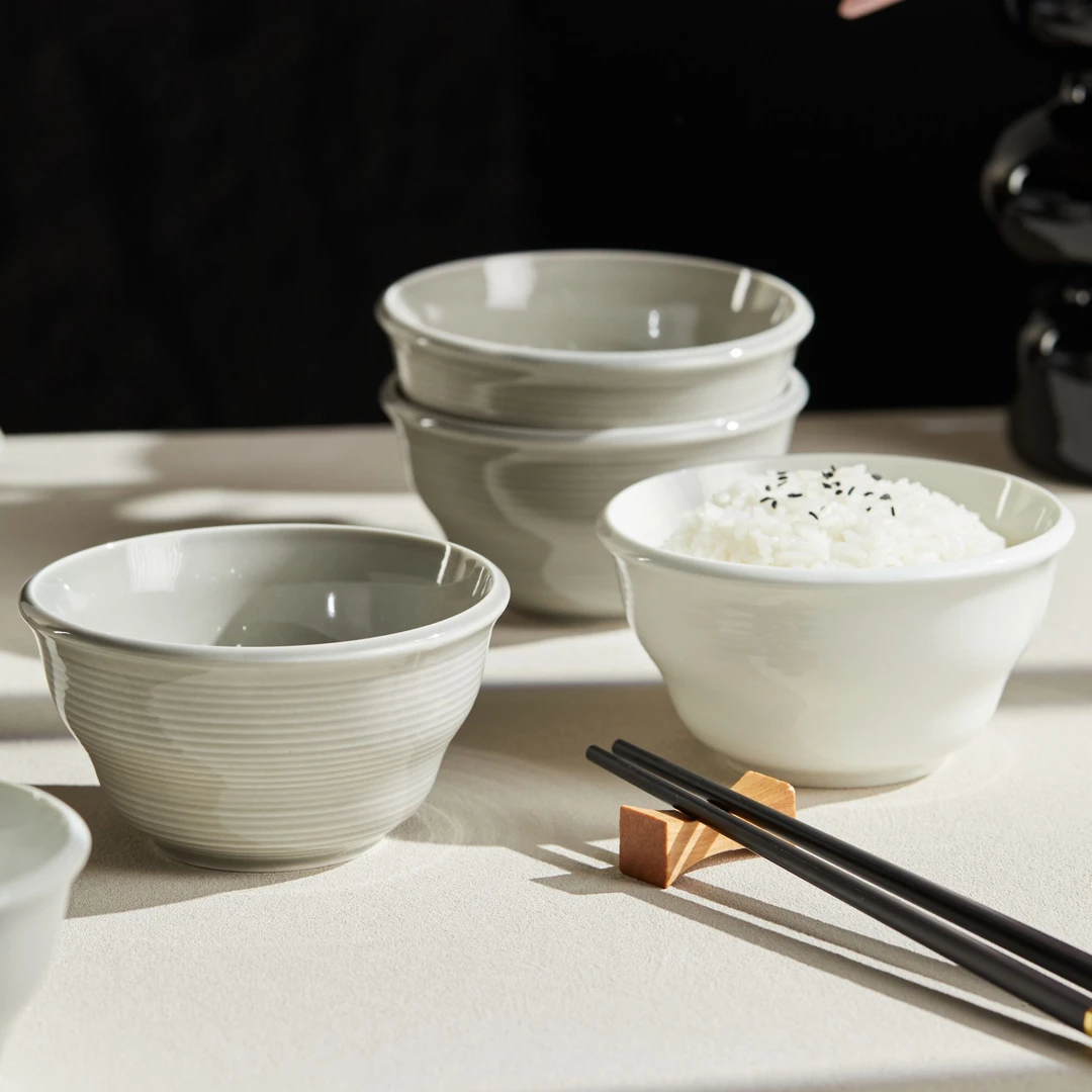 新檀枂灰白系列4.5英寸米饭碗复古家用创意陶瓷家用饭碗