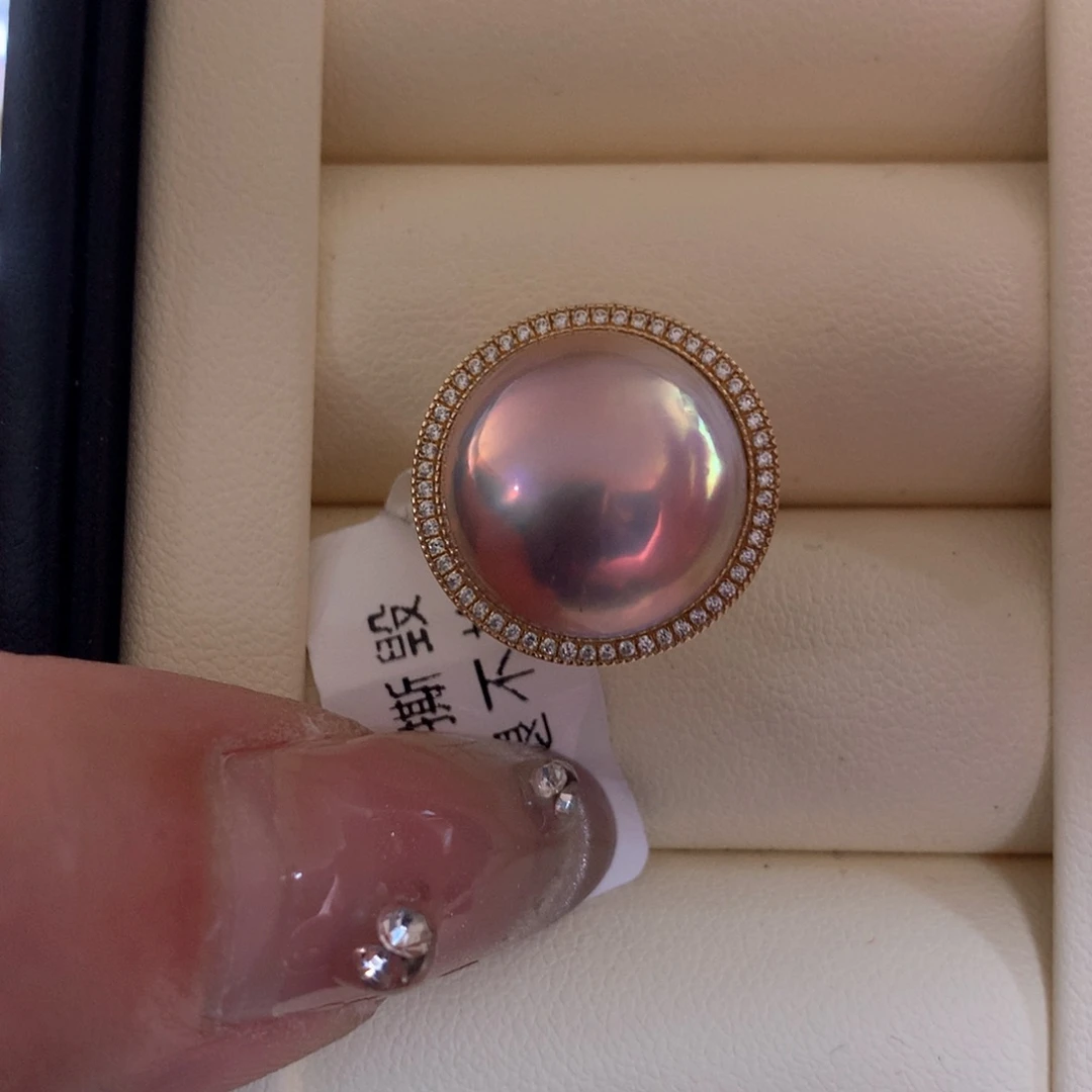 拼合珍珠（马贝珠）戒指18K金镶嵌