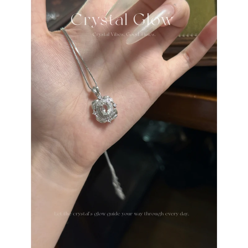 铜合金锆石吊坠 锆石镶嵌吊坠项链女款轻奢小众设计感锁骨链颈链