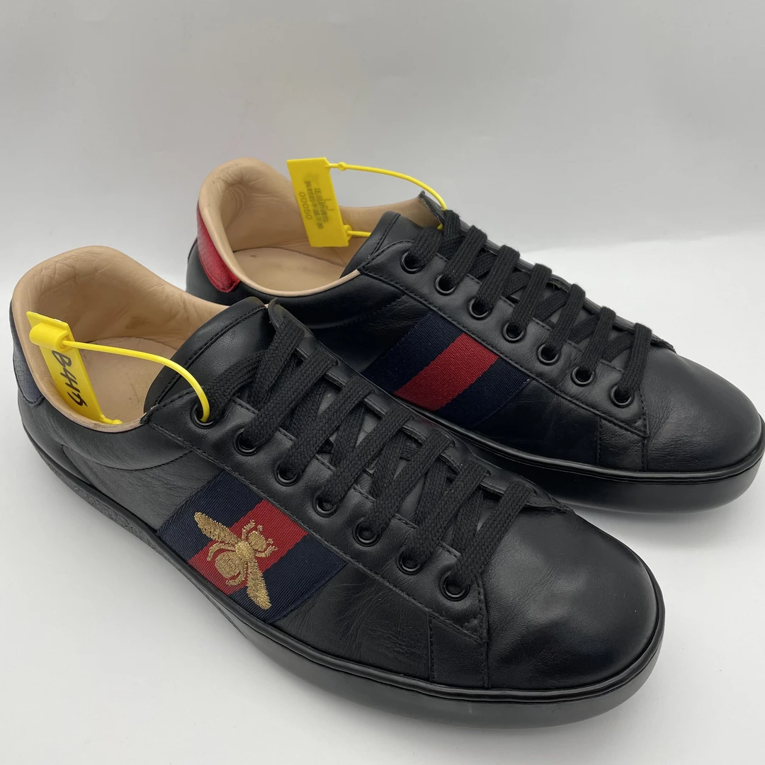 95新 GUCCI/古驰 二手 黑蜜蜂刺绣百搭潮流板鞋/41/40.5/37.5欧码