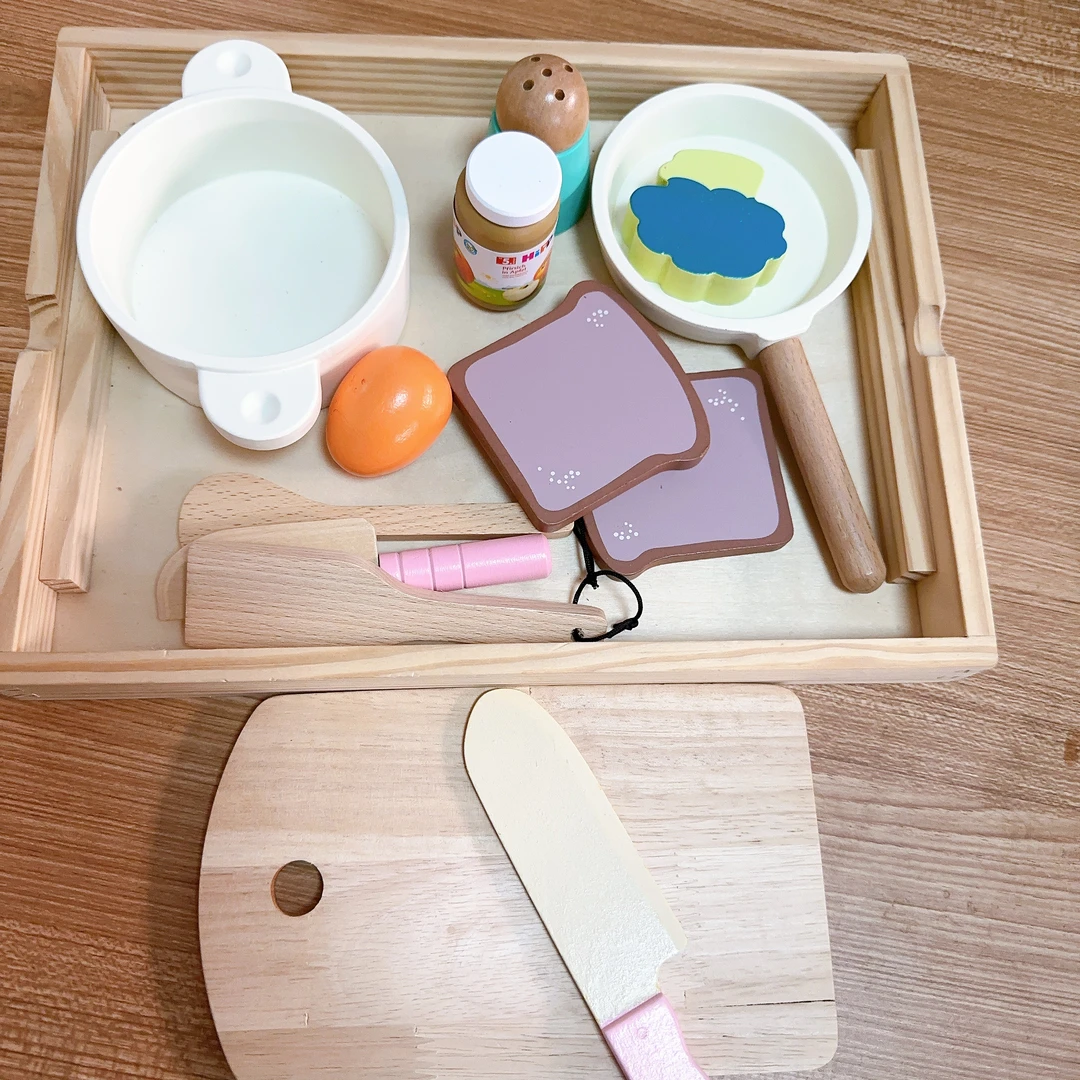 木制锅具厨房仿真过家家玩具套装