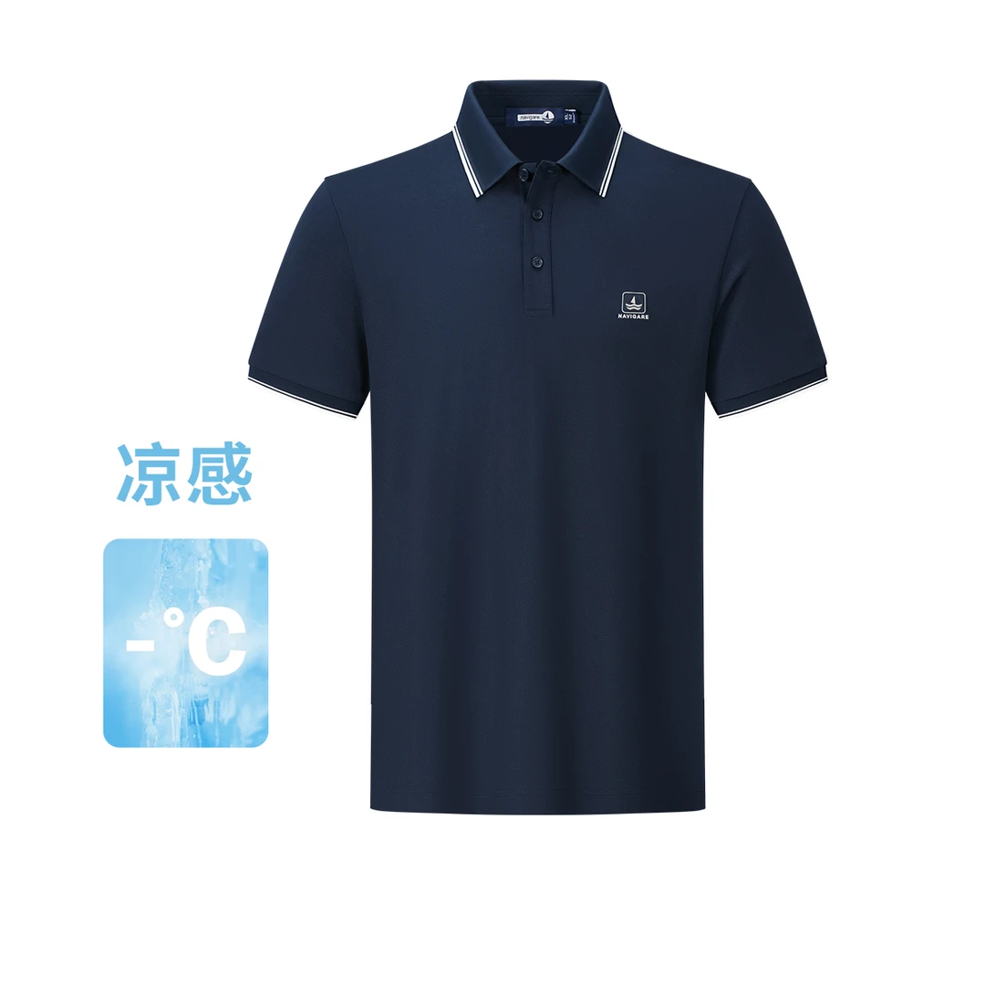 [凉感冰川棉]navigare意大利小帆船短袖POLO衫男款透气翻领T恤夏